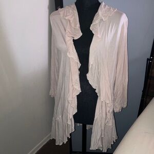 Women's Cream Ruffled Cardigan